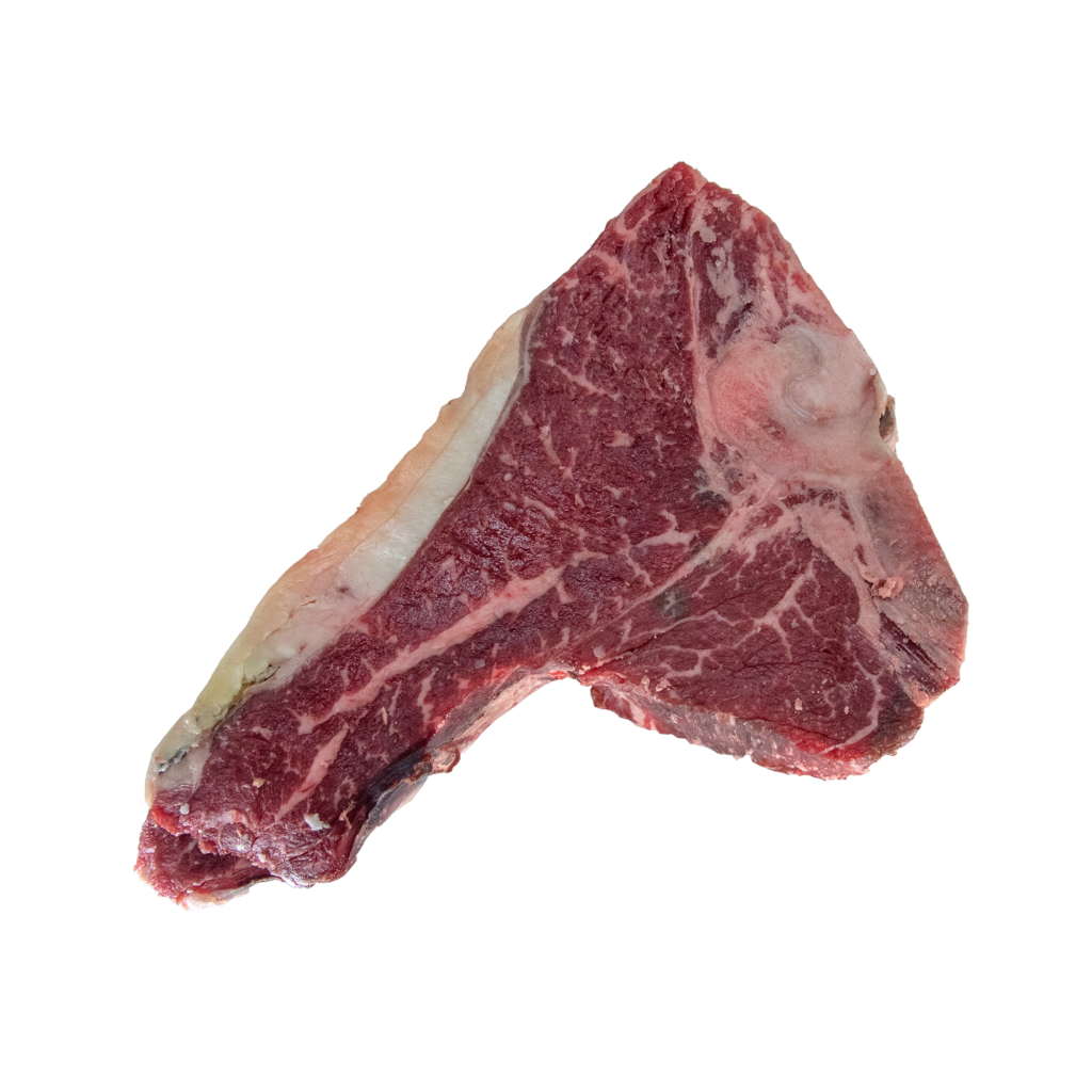 Classic dry aged T-Bone Kissamos steak with tenderloin and strip steak from VG Paterakis Kissamos